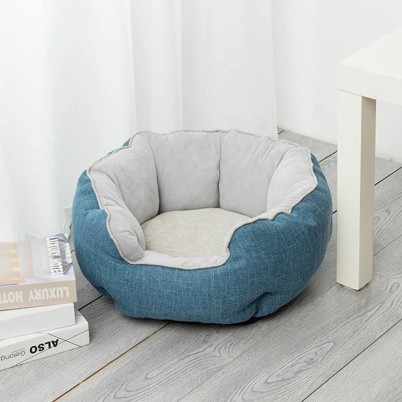 Octagonal pet bed with removable mats in grey colour for cats and small dogs