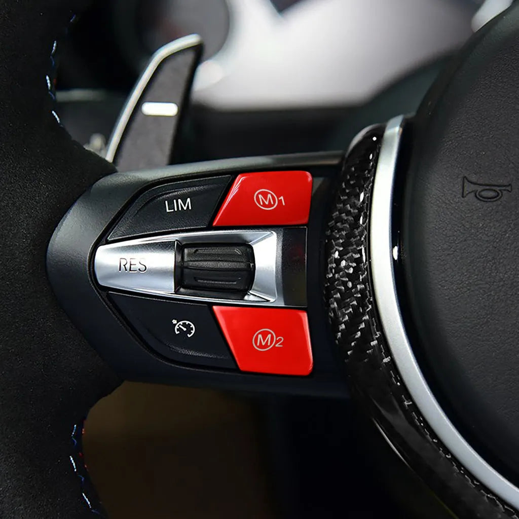 BMW steering wheel M1 M2 mode replacement buttons in red and blue colours