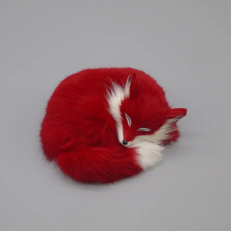 Small white artificial fox fur ornament for car or home decoration.