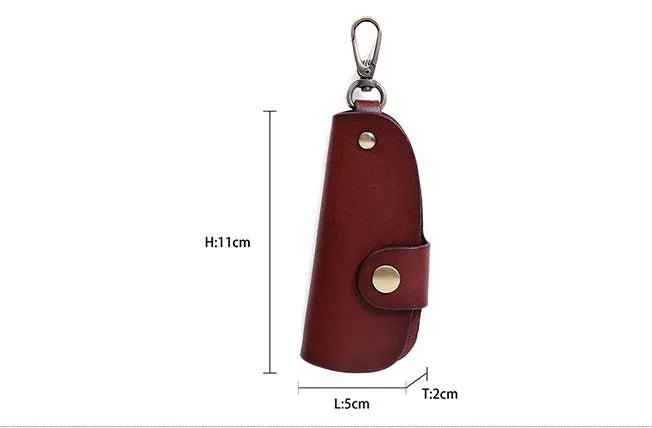 Genuine leather car key storage bag in short length with multifunctional door handmade design