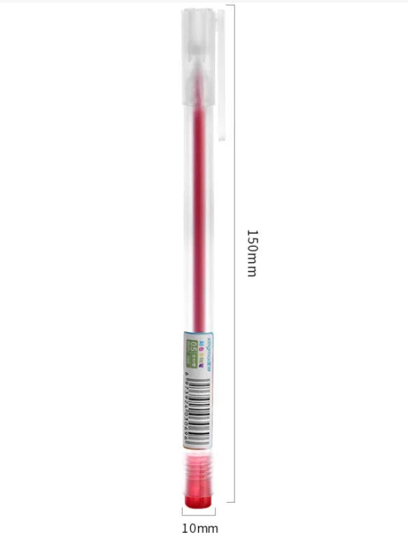 Boxed set of twelve coloured gel pens with 0.5mm fine points on a white background.