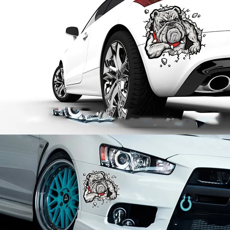 Grey dog pattern motorcycle decorative sticker with 17x17cm dimensions and customisable size