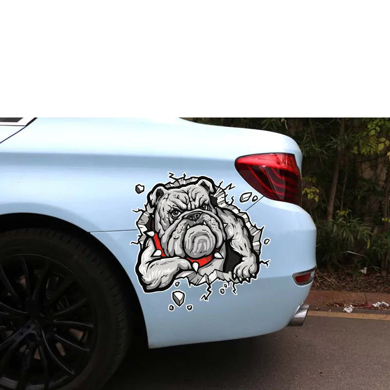 Grey dog pattern motorcycle decorative sticker with 17x17cm dimensions and customisable size