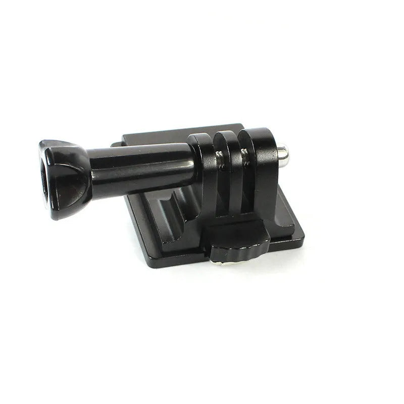 Black aluminium alloy and plastic GoPro helmet holder extension rod with quick-release bracket.