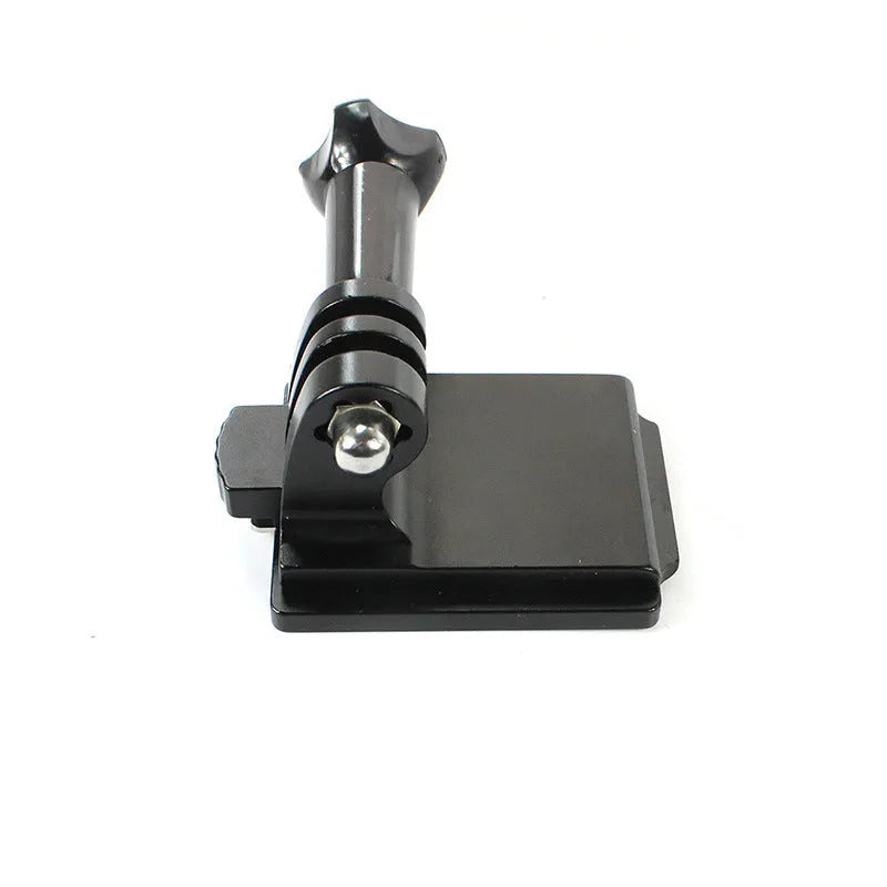 Black aluminium alloy and plastic GoPro helmet holder extension rod with quick-release bracket.