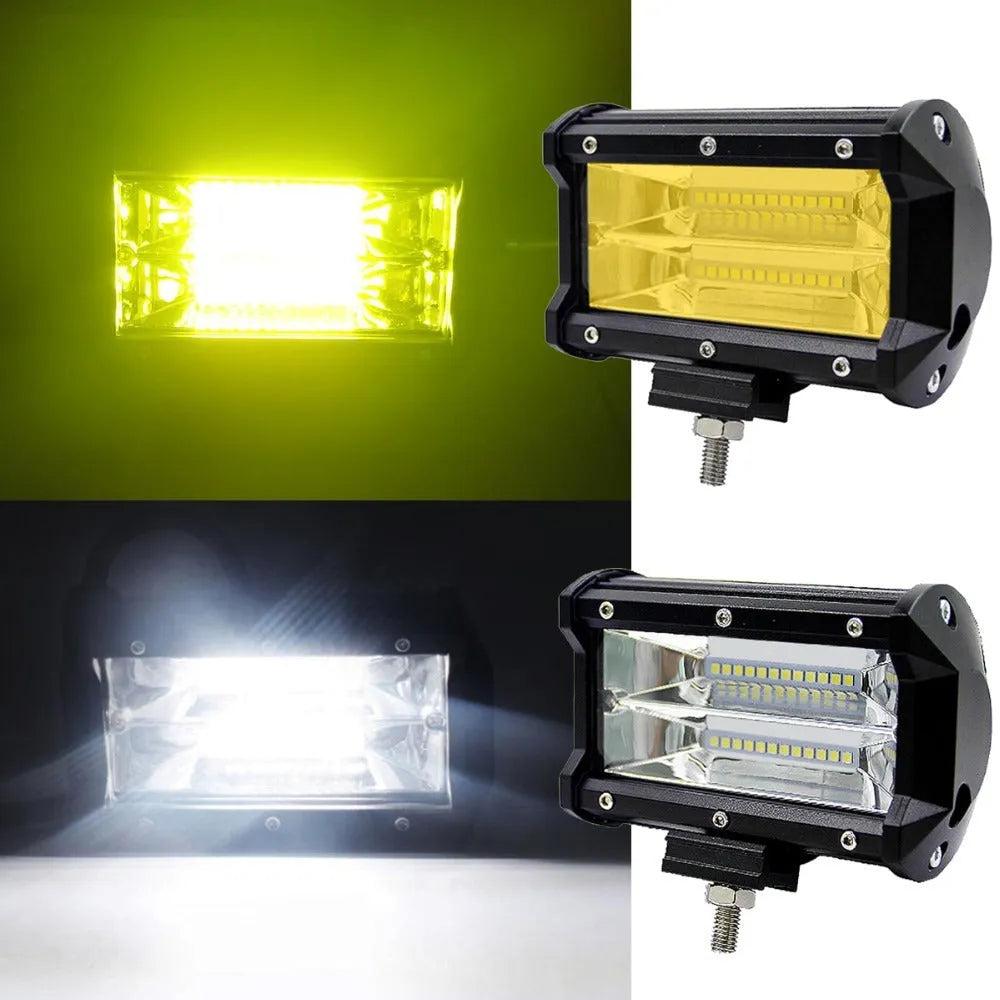 Black 5-inch LED off-road work light with die-cast aluminium housing and bracket