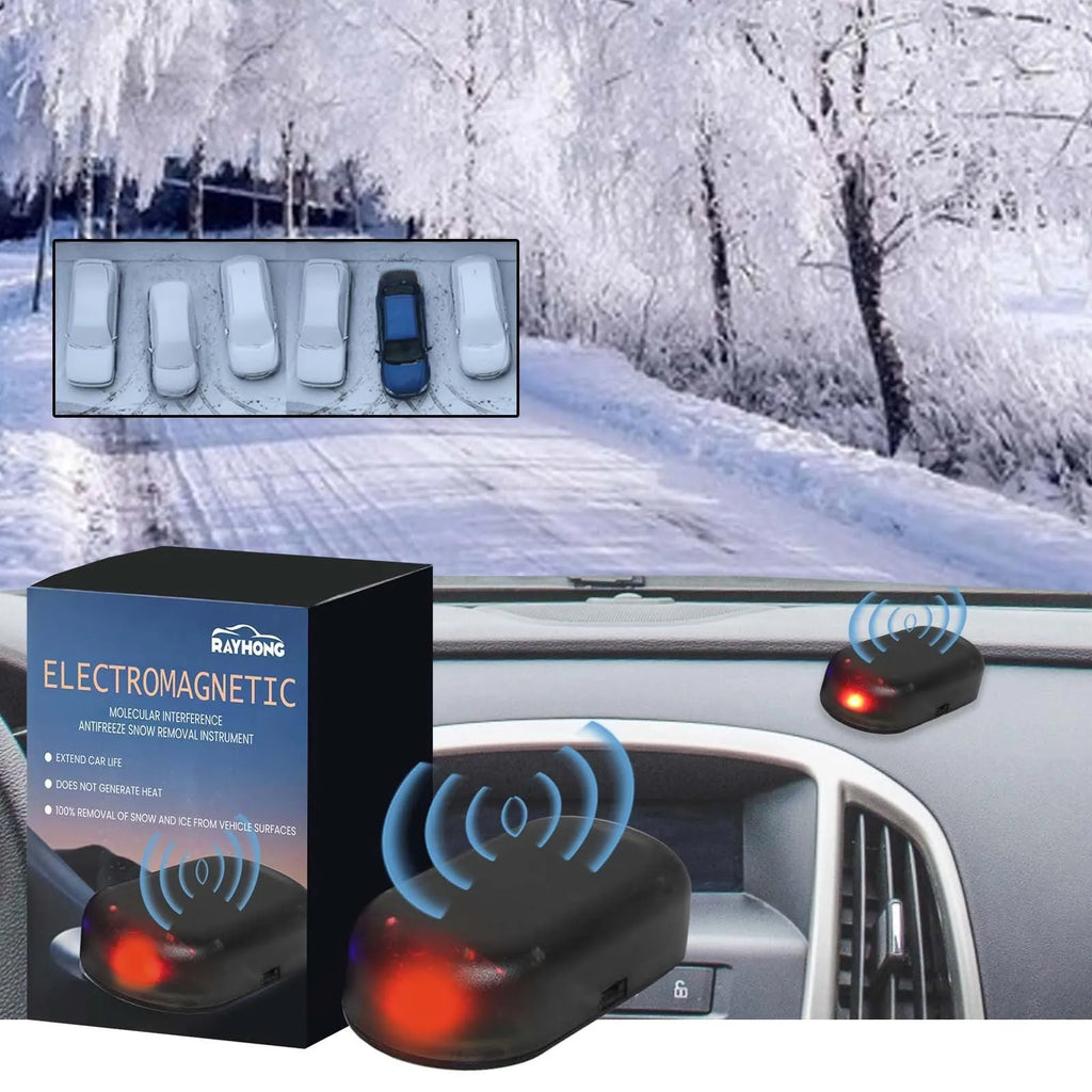 Black car deicer with special glass for snow removal, measuring 5cm
