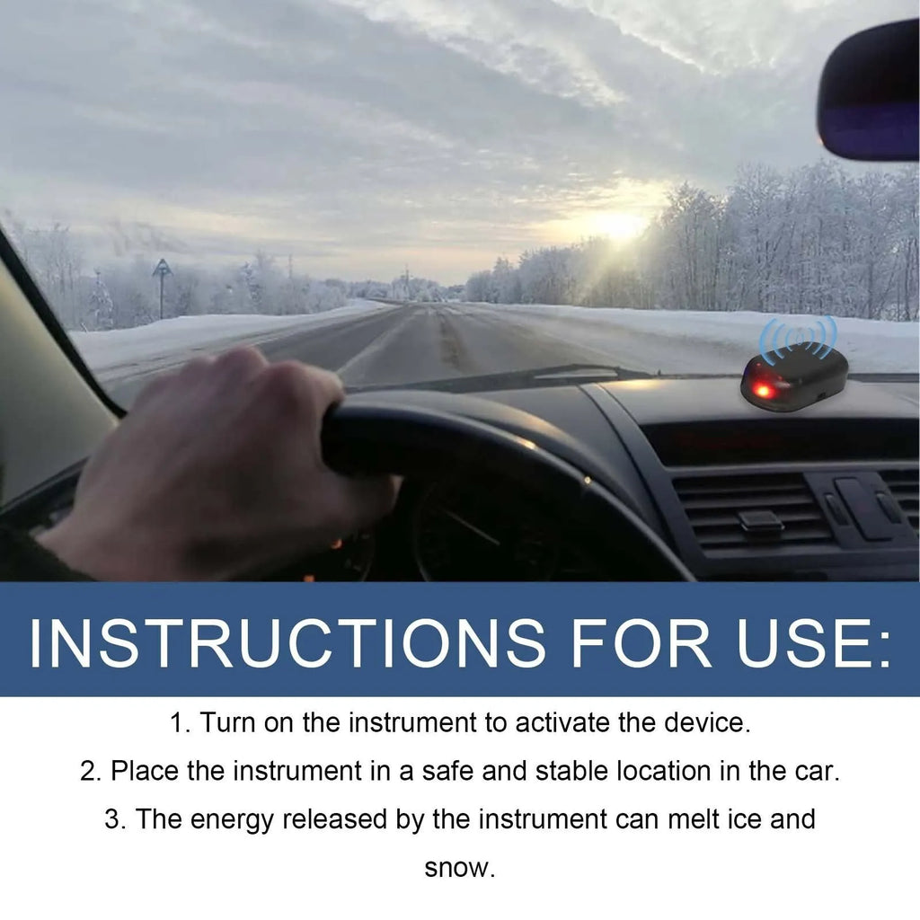 Black car deicer with special glass for snow removal, measuring 5cm