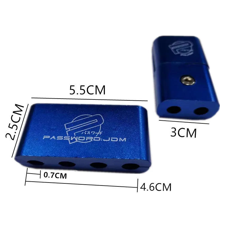 Set of three metal car modification fastening clamps with a fixed sleeve in assorted colours.