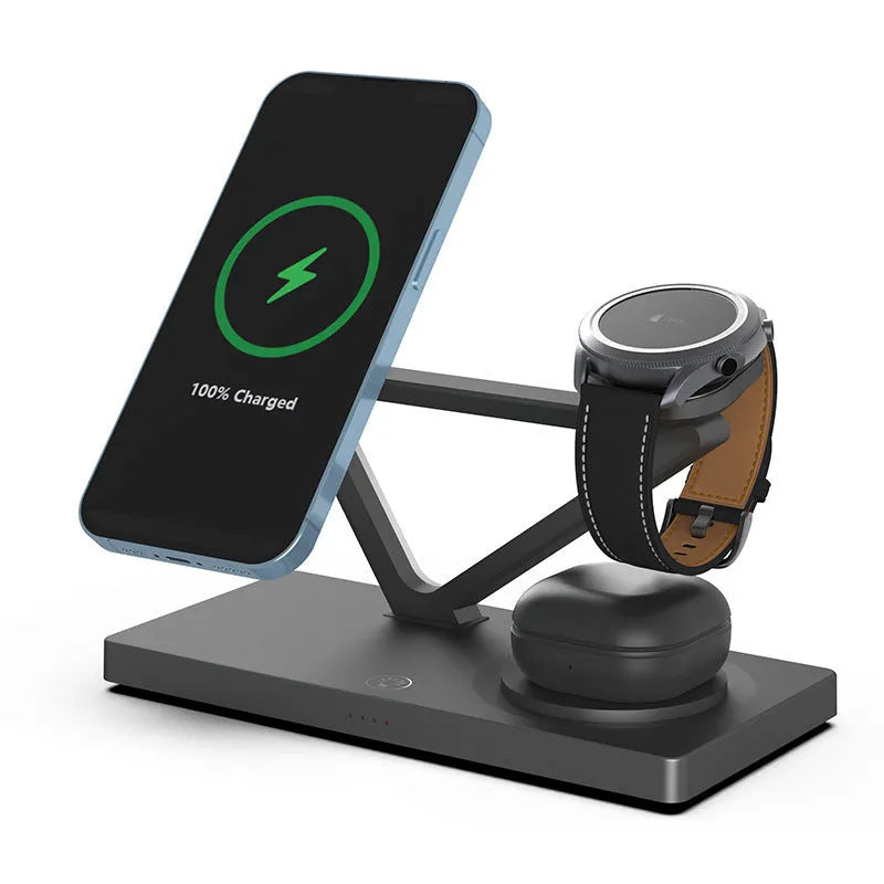 Five-in-one wireless charging night lamp with magnetic phone bracket, watch charging station and circular charging base