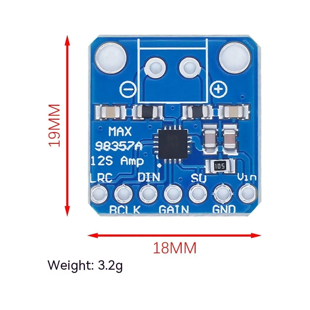 MAX98357A I2S audio amplifier module for Raspberry Pi and Arduino Zero with 5V power and 3W output