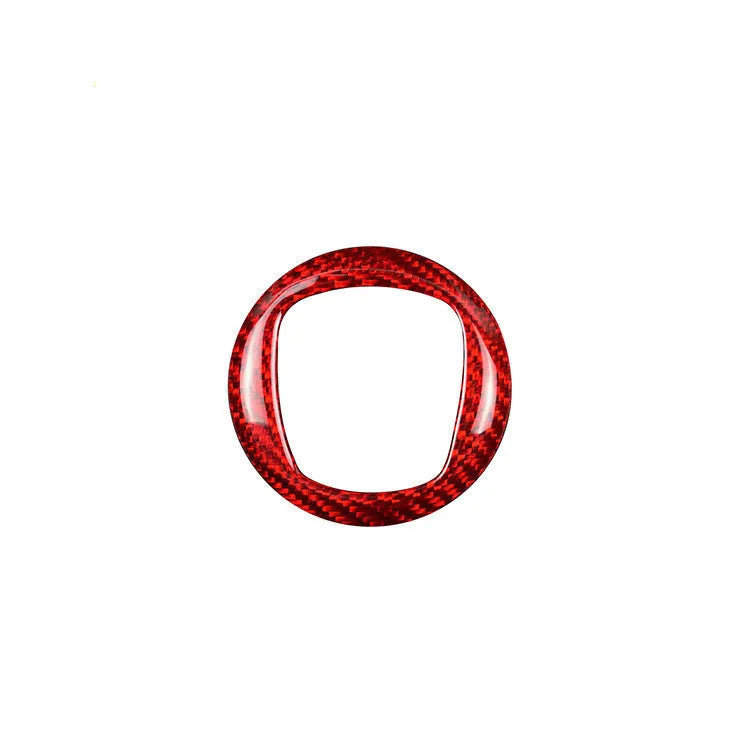 Carbon fibre steering wheel decorative sticker frame in black and red colour options