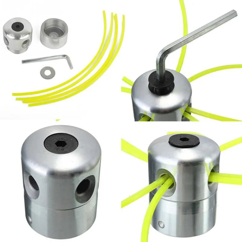Luzhu aluminium lawn mower grass trimmer head replacement kit with four light yellow square ropes and wrench