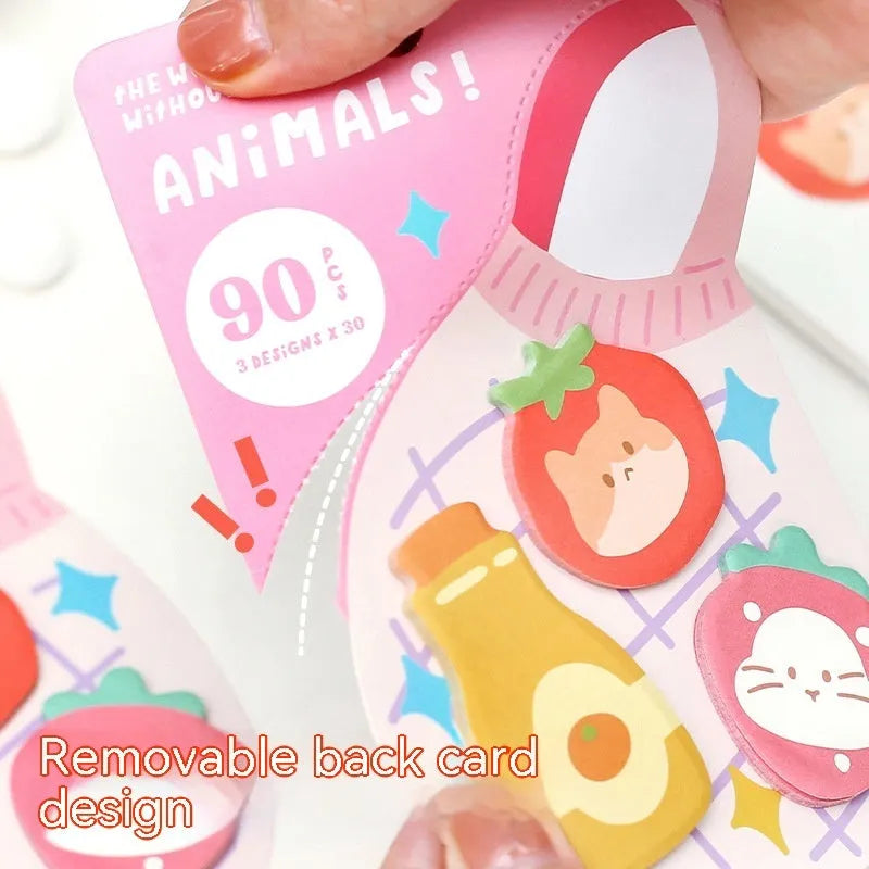 Small animal shaped sticky note set showing six cover designs with 90 pages for memos