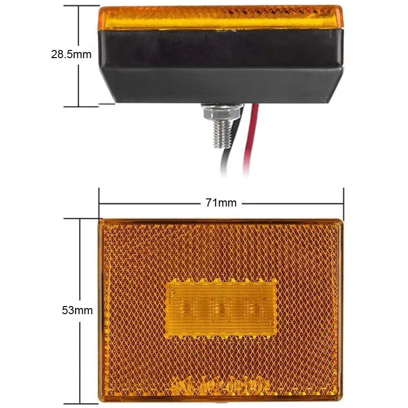 LED trailer side light with transparent cover in red or yellow colour options