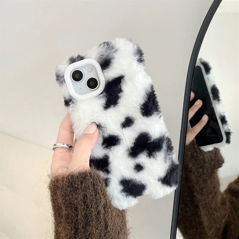 Black and white cow pattern TPU phone case, back cover type for selected iPhone models
