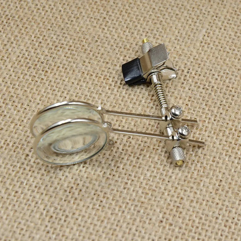 Reading glasses mirror double clip with metal bracket and glass lens magnifier