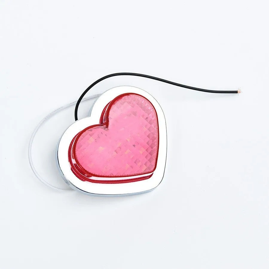 Heart-shaped 12V LED car sidelight for fender mounting in choice of colours