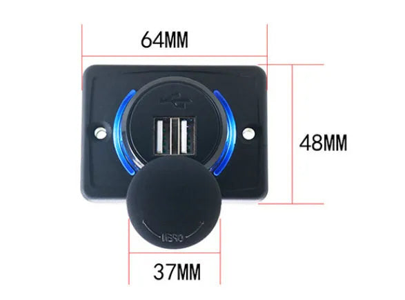 Black 12V dual USB vehicle charger with 3.1A output for dashboard installation