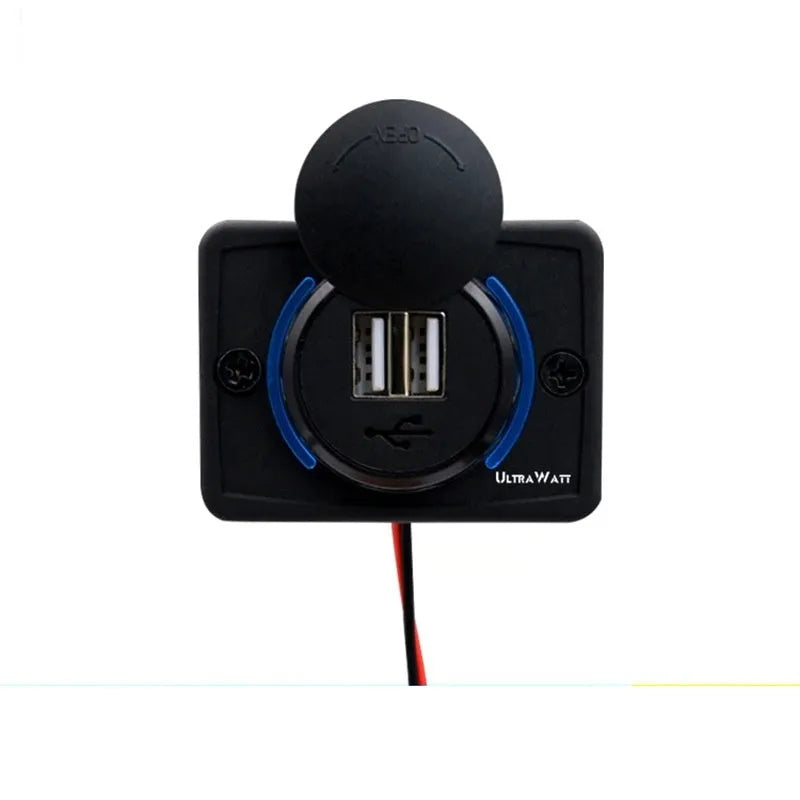 Black 12V dual USB vehicle charger with 3.1A output for dashboard installation
