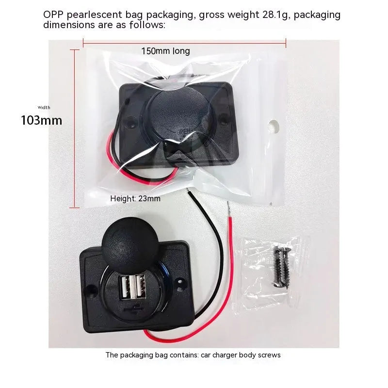 Black 12V dual USB vehicle charger with 3.1A output for dashboard installation