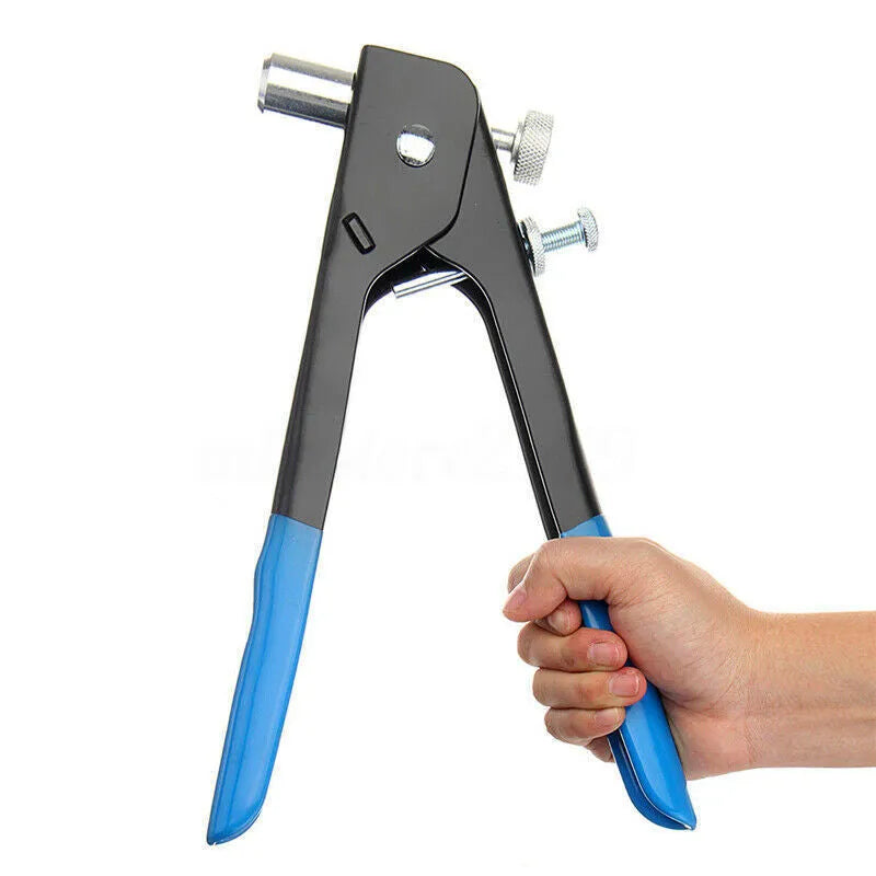 Manual riveter nut set with alloy steel construction showing tool and assortment of nuts in 86PC or 106PC configuration