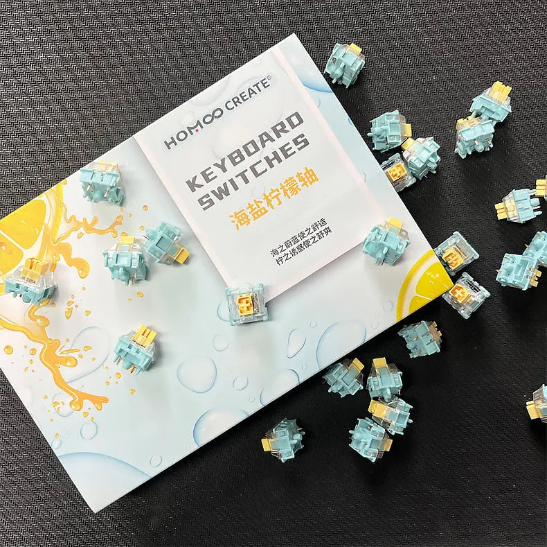 36 Tiger Mo Sea Salt Lemon PRO Mute mechanical keyboard switches in packaging