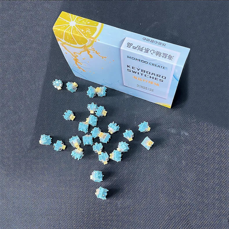 36 Tiger Mo Sea Salt Lemon PRO Mute mechanical keyboard switches in packaging