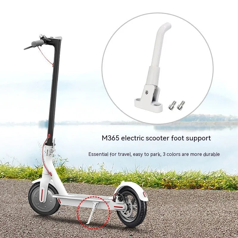 Aluminium alloy electric scooter foot brace accessories kit in black, white, and grey colours with mounting screws
