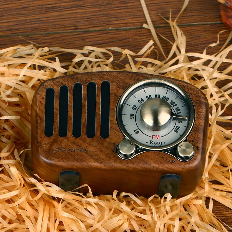 Retro wooden mini Bluetooth speaker in cherry wood or walnut finish