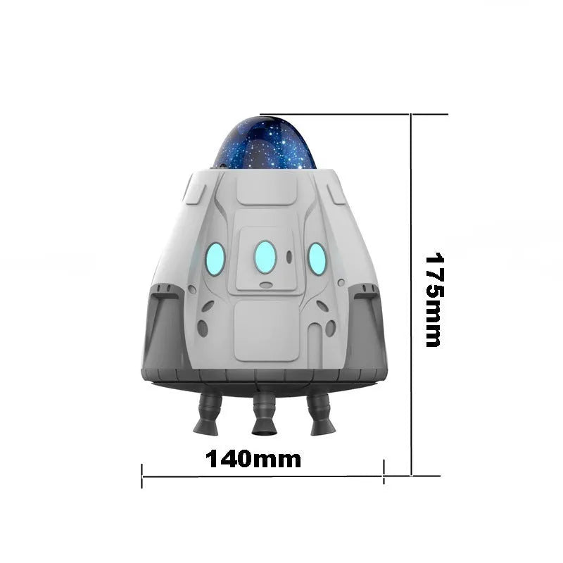 White remote control atmosphere light with Northern Lights projection on a dark wall