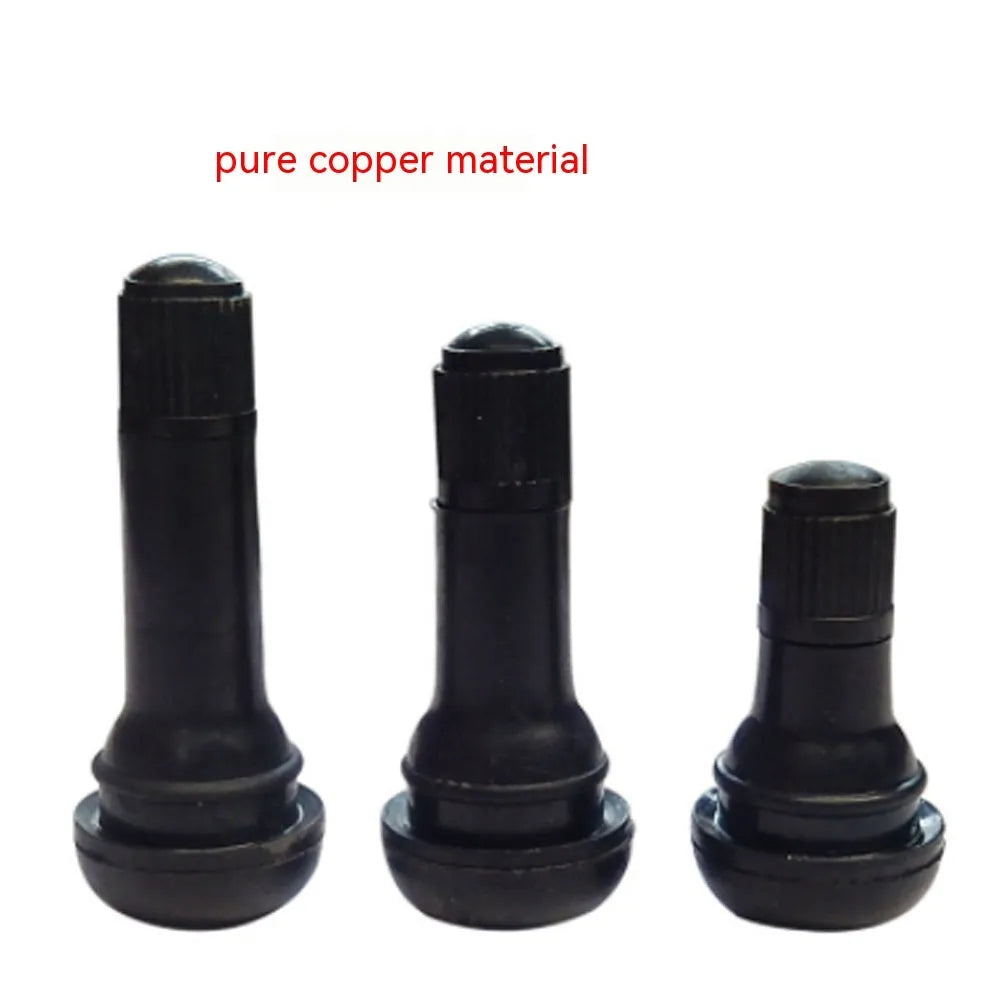 Copper tyre valve nozzle for cars with black finish, compatible with TR412 TR413 TR414 sizes