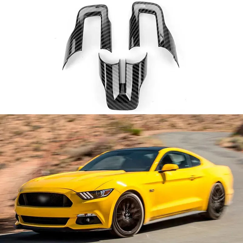 Three-piece ABS plastic steering wheel decorations with carbon fibre pattern design for car interior customisation