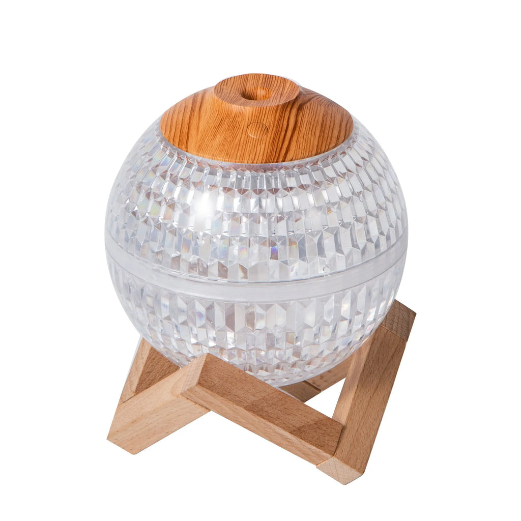 Crystal ball humidifier, round USB desktop design, 116mm x 116mm x 116mm, 2W, quiet below 36dB