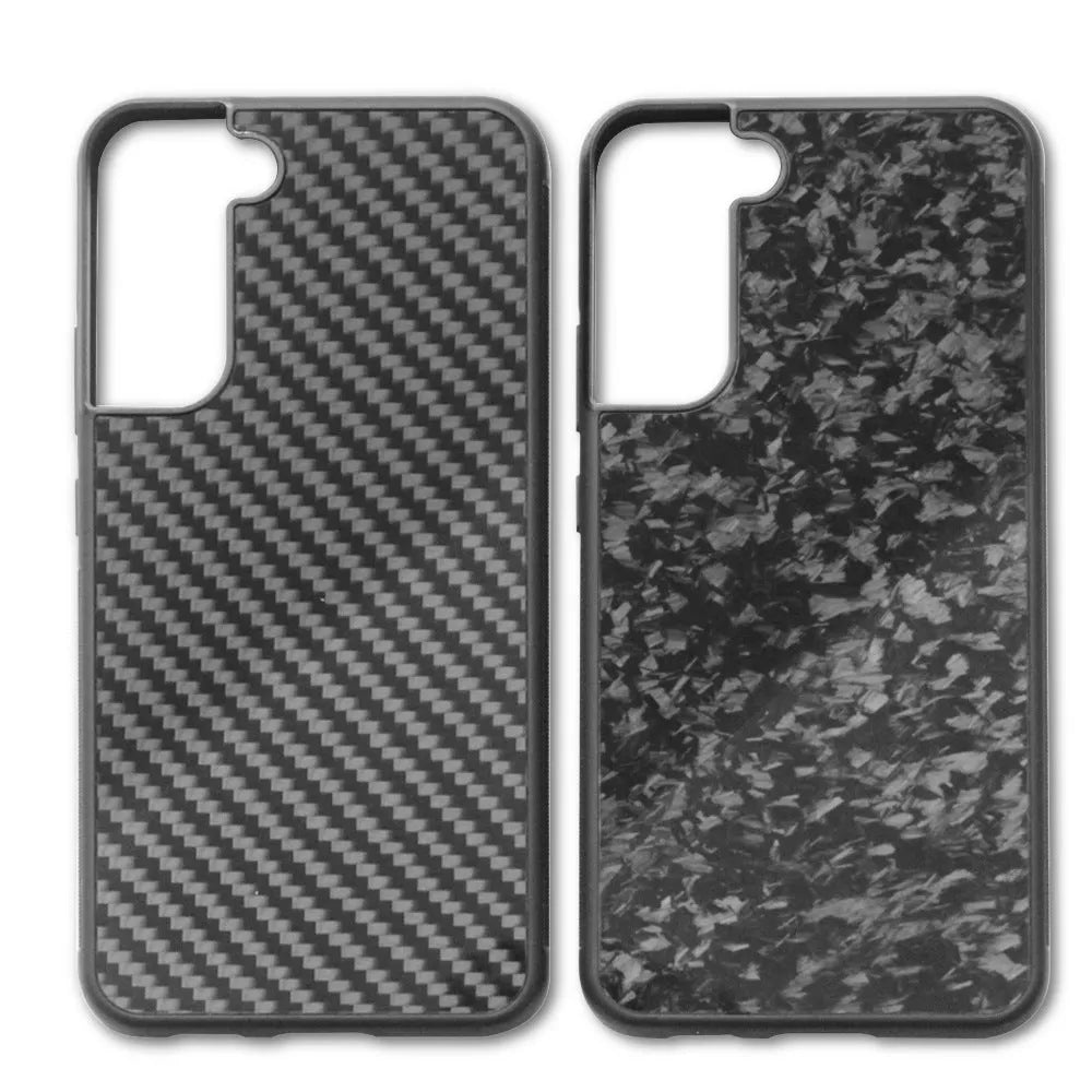 Forged carbon fibre silicone phone case for Samsung Galaxy S21 S22 S23 with 3K Twill or Forged Grain pattern