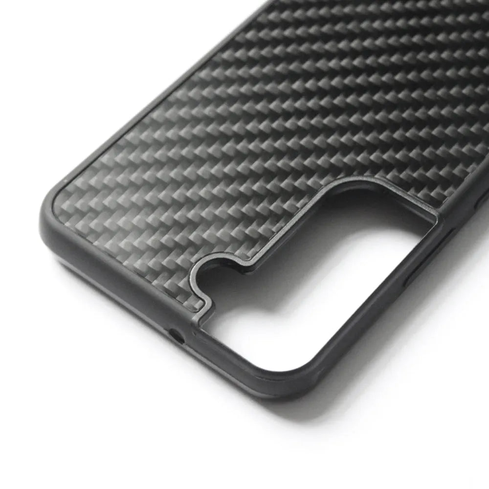 Forged carbon fibre silicone phone case for Samsung Galaxy S21 S22 S23 with 3K Twill or Forged Grain pattern