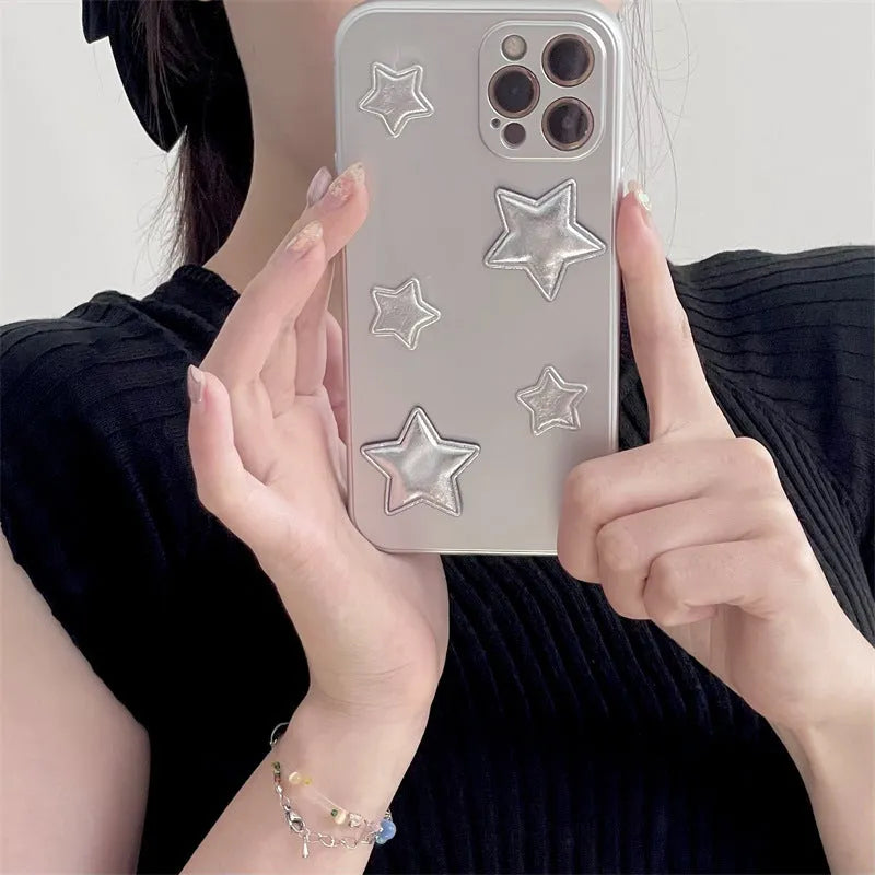 Silver electroplated silicone iPhone case with five-dimension XINGX design