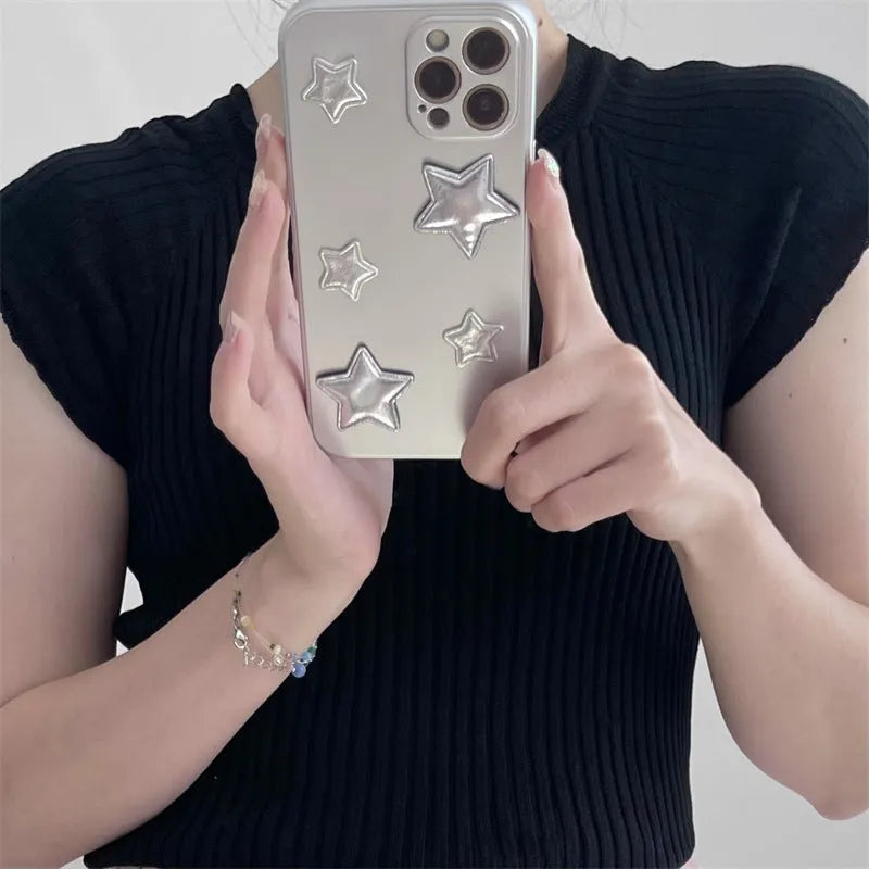 Silver electroplated silicone iPhone case with five-dimension XINGX design