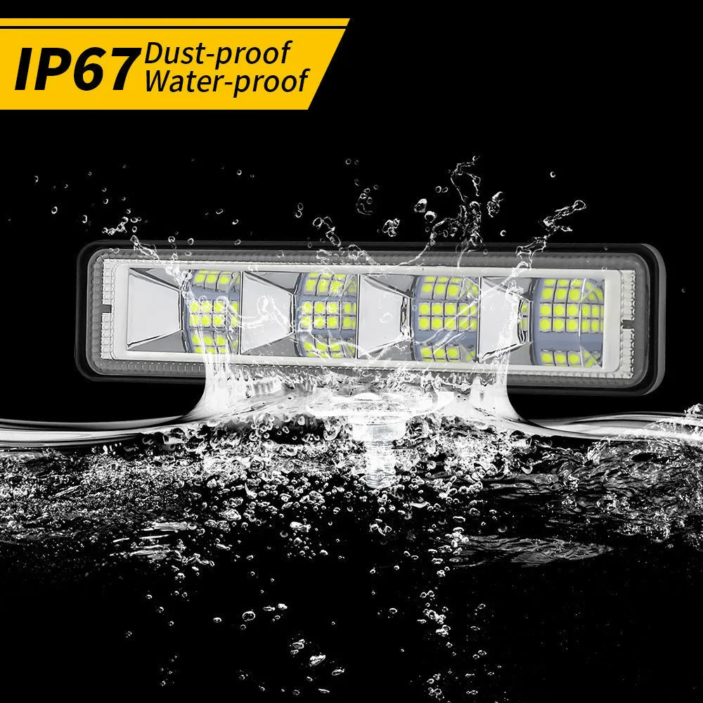 Four white LED work lights with aluminium housing for automotive and off-road vehicle installation