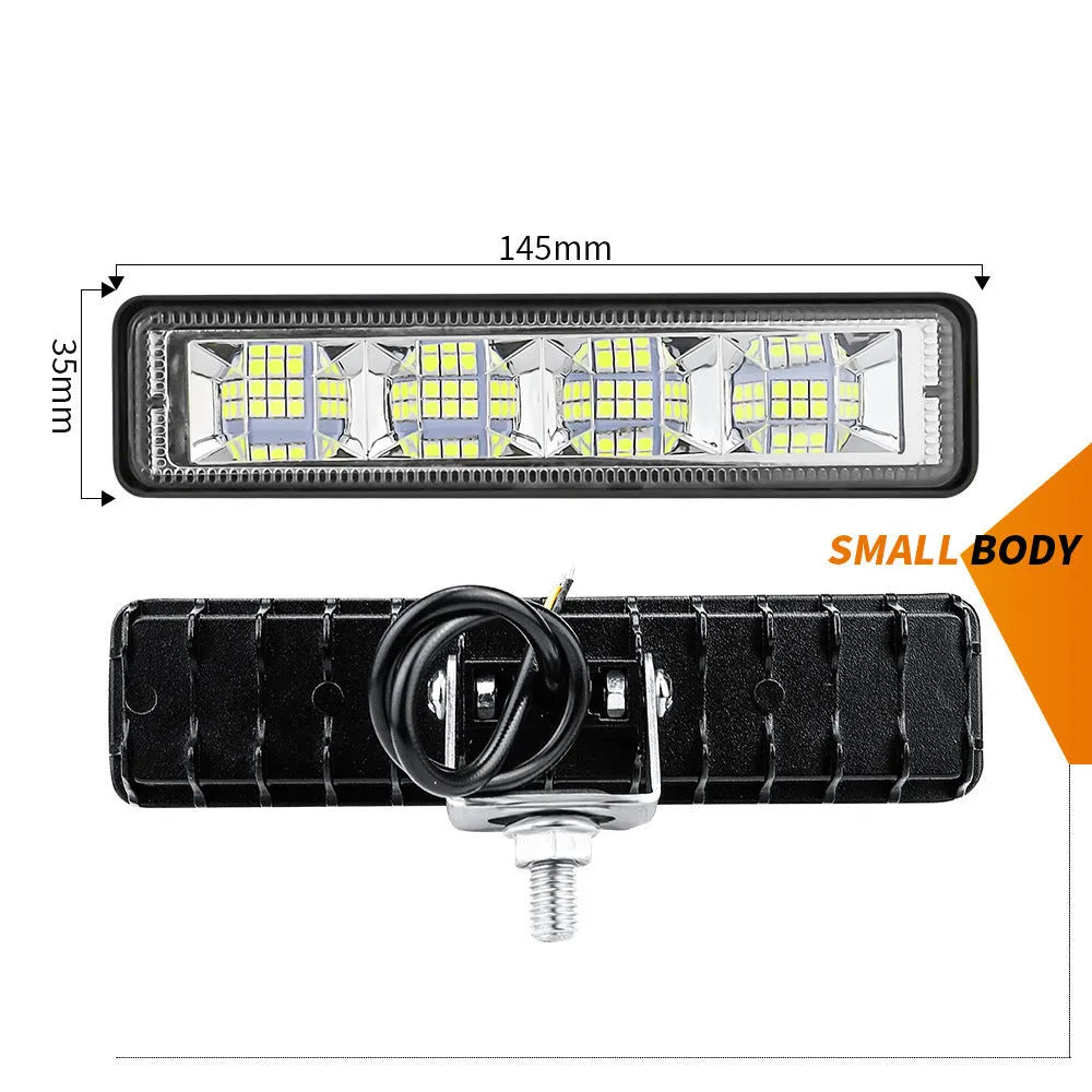 Four white LED work lights with aluminium housing for automotive and off-road vehicle installation