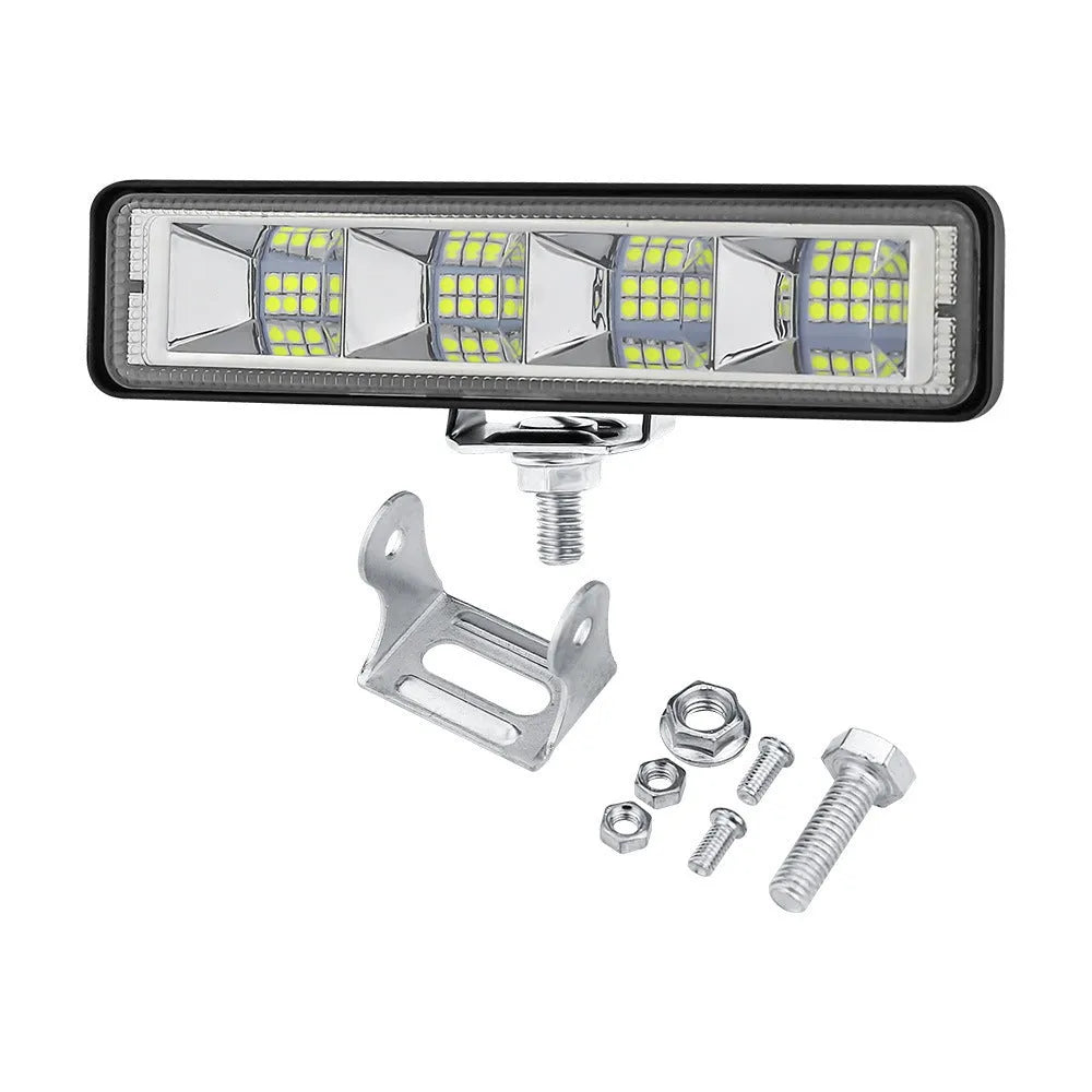 Four white LED work lights with aluminium housing for automotive and off-road vehicle installation