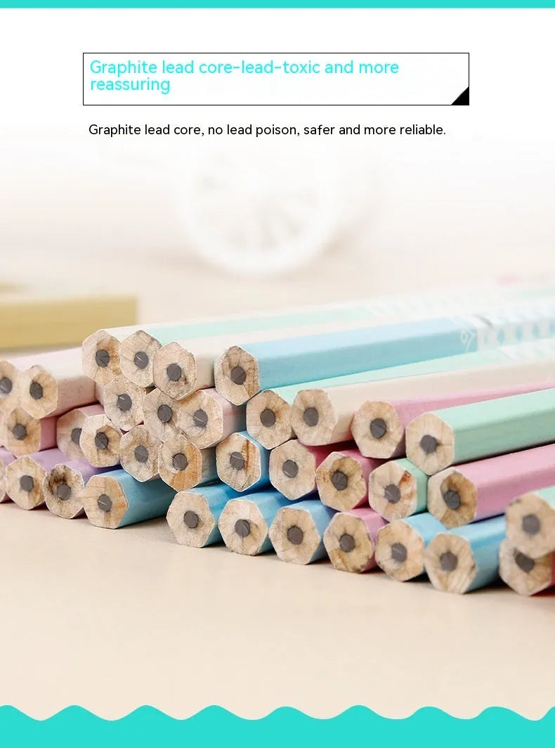 Basswood thermal transfer pencil with hexagonal barrel showing HB hardness marking on thermal paper