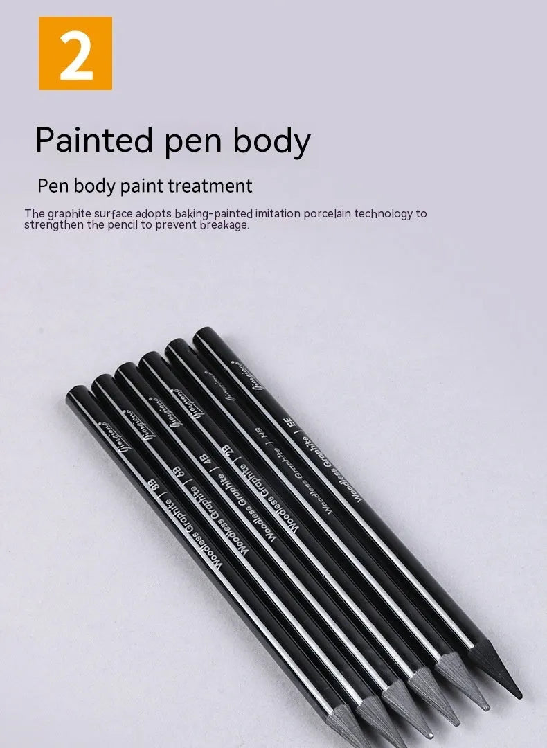 Carbonized Pencil Suit with 6 graphite and 3 carbonized pencils on suction card packaging