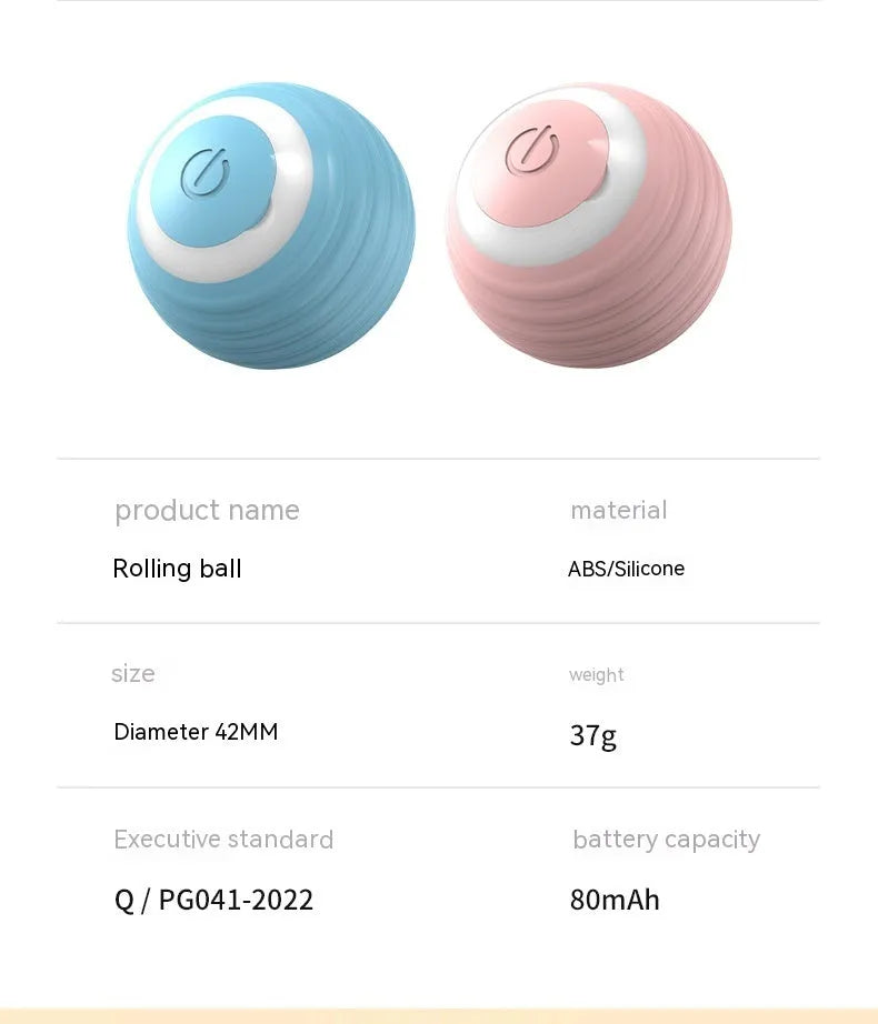 Blue automatic moving cat toy ball with rechargeable battery bouncing on floor