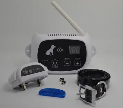 Wireless electronic dog fence with receiver collar, 500 metre radio signal range, white or black