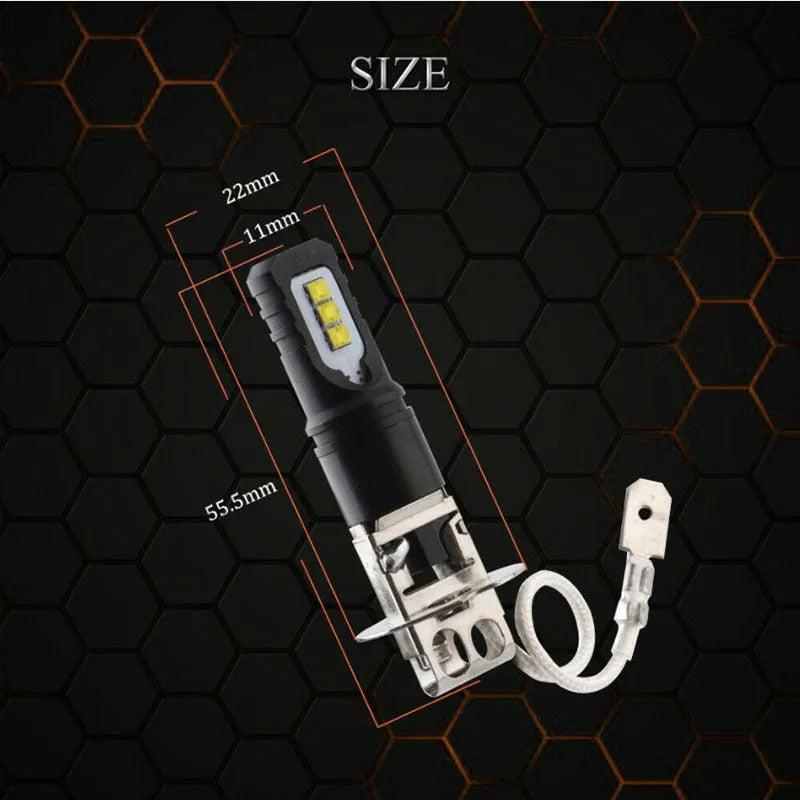 Aluminium alloy car fog lamp with white light for H1/H3 vehicles measuring 5.5cm diameter