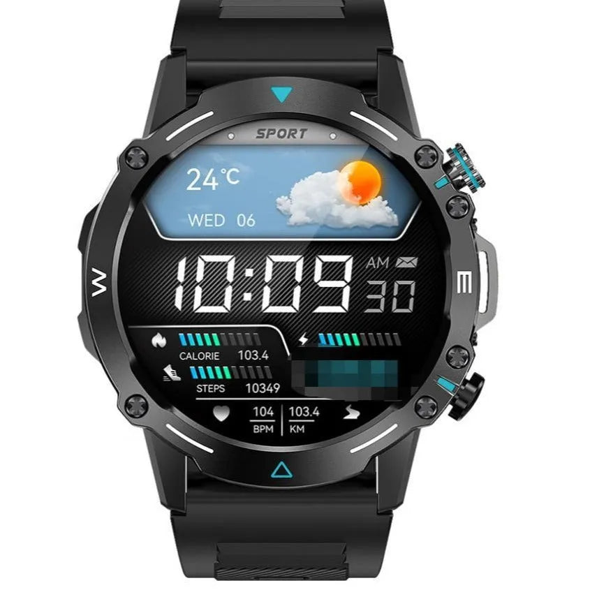 M42 Smart Watch in black, grey, or green colours on a wrist, showing the large AMOLED screen.