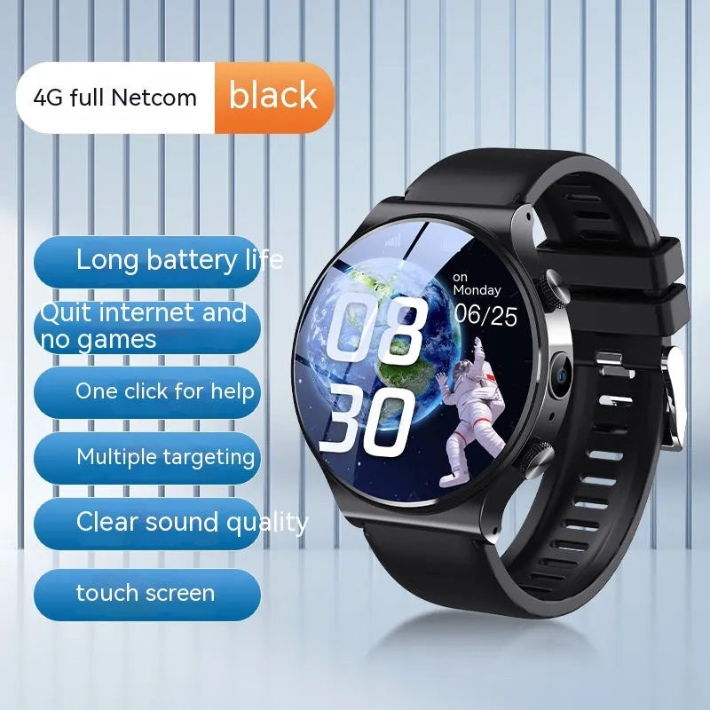 Black and white smart watch on wrist showing 1.28-inch screen.