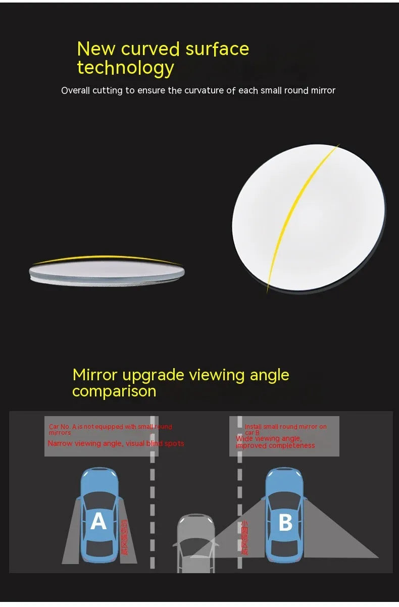 Silver 5cm round convex blind spot mirror with 360-degree adjustable mount for car rearview mirror.