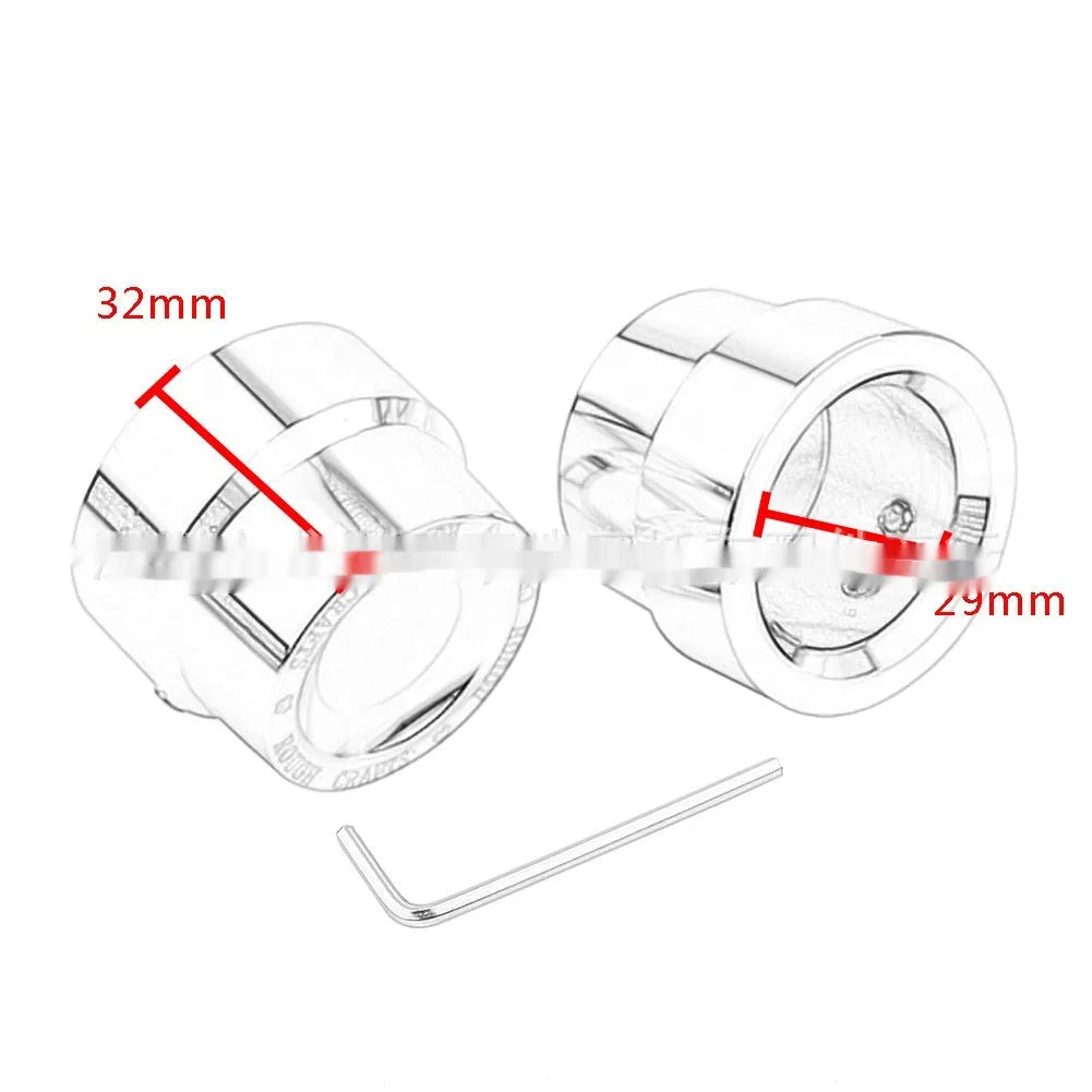Black CNC aluminium front and rear axle decorative caps for Harley-Davidson motorcycle.